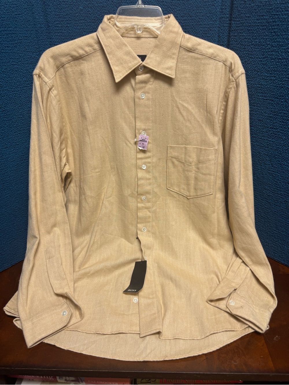 Hugo BOSS Men's Casual Long-Sleeve Shirt in Beige XL New